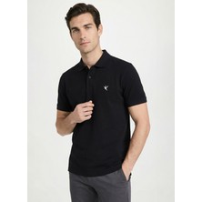 Fabrika Siyah Erkek Slim Fit Polo T-Shirt F5SM-TST 2779 N