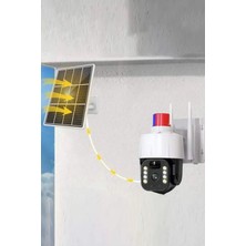 Gampus Profesyonel Solar Güneş Enerjili Alarmlı Çakarlı Dış Mekan Güvenlik Kamerası Su Geçirmez Kamera