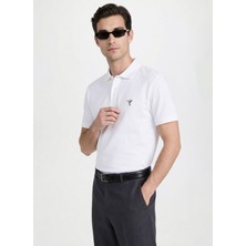 Fabrika Beyaz Erkek Slim Fit Polo T-Shirt F5SM-TST 2779 N