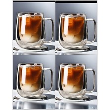 PremiumPort 4'lü Çift Katmanlı 250 ml Kahve Kupası Seti, Şık ve Fonksiyonel Bardaklar