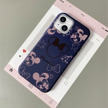 HONTINGA iPhone 14 Plus ile Uyumlu Kılıfı Deri Dokusu Anti Düşme Yumuşak Silikon Telefon Kılıfı Minnie Desen K7-3097