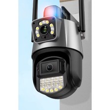 Gampus Çakarlı Çift Lensli Dış Mekan Güvenlik Kamerası Profesyonel Telefondan Kontrol Edilebilen Ip Kamera