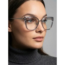 Funeyes Hürrem Füme Gümüş Cat Eye Mavi Işık Korumalı Gözlük