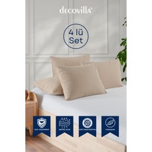 Decovilla Micro Fermuarlı Yastık Alezi Sıvı Geçirmez 4 Lü Set Yastık Koruyucu 50X70