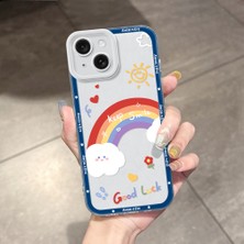HONTINGA iPhone 15 ile Uyumlu Kılıfı Şeffaf Kamera Korumali Gökkuşağı Desen Airbag Yumuşak Silikon Telefon Kılıfı K5-0192
