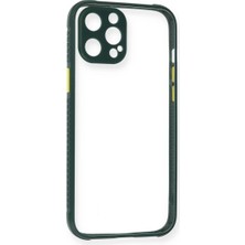 TE Dükkan Buğz Iphone 12 Pro Kılıf Miami Şeffaf Silikon - Koyu Yeşil