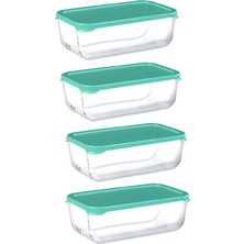 PremiumPort Pratik 4'lü Cam Saklama Kabı Seti, Şeffaf ve Güvenilir Kapaklı