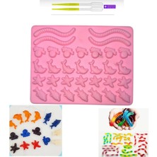 PremiumPort Epoksi Sugarcraft Şekerleme Jelibon Deniz Canlıları Silikon Kalıp Damlalık Hediye