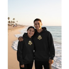 Muhtar Store Sevgililer Günü Özel Poodle Figürlü Unisex Siyah Hoodie – Patili Aşk Temalı Kapüşonlu Sweatshirt