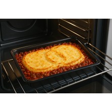 PremiumPort Siyah Parlak Emaye Dikdörtgen Baklava Börek Fırın Tepsisi 26X37X5 cm