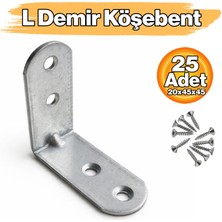 Badem10 L Demir Gönye 25 Adet Yuvarlak Başlı 20X45X45 mm Metal Köşe Birleştirme Montaj Sabitleme Aparatı