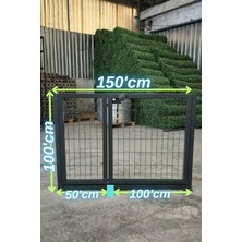 Ör-As Tel Örgü Antrastik - Gri -Çift Kanatlı Tel Çit Bahçe Kapısı (- 100 cm Yükseklik x 150 cm Eni -)