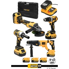 Power Black 4'lü Set Akülü Hılti Vidalama Taşlama ve Somun Sıkma Makinesi Sarı