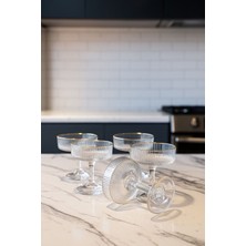 PremiumPort Yaldızlı Cam Dondurma ve Tatlı Kasesi 6’lı Set, Ayaklı, Şık Sunumlar