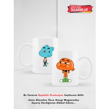 PremiumPort Renkli Gumball ve Darwin Tasarımlı Çift Kupa Bardak Seti