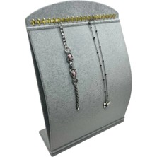 Megass Dekor Süet Kumaş Gri Renk 34 cm / 24 cm Dik Bombeli Takı Standı