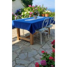 Yarımada Kadın Kooperatifi : Saks Mavisi Leke Tutmaz Duck Keten Masa Örtüsü - 240X170 cm