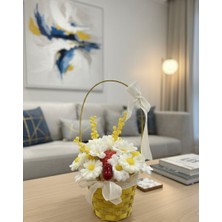 Kamira El Yapımı Dekoratif Papatya Çiçek Sepeti – Sarı Hasır, Masa & Ev Dekoru