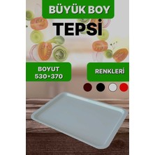 PremiumPort Büyük Boy Plastik Beyaz Yemekhane Servis Tepsisi 53×37 cm