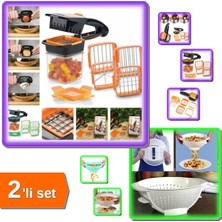 Allians Pratik 5'li Hazneli Sebze Meyve Doğrayıcı ve Makarna Süzgeci Seti