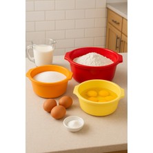 Serstil 3 Boy Kalın Dayanıklı Plastik Badya Seti – Çok Amaçlı Salata / Yıkama / Saklama / Hazırlık Kabı