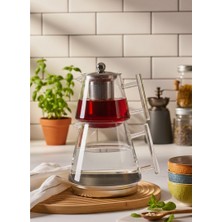 MHT Cam Çaydanlık Takımı - Metal Süzgeçli Isıya Dayanıklı