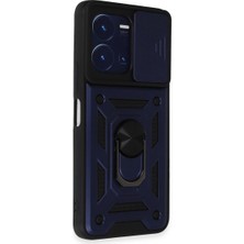 TE Dükkan Buğz Vivo Y35 Kılıf Pars Lens Yüzüklü Silikon - Lacivert