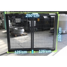 Ör-As Tel Örgü Antrastik - Gri -Çift Kanatlı Tel Çit Bahçe Kapısı (- 150 cm Yükseklik x 250 cm Eni -)