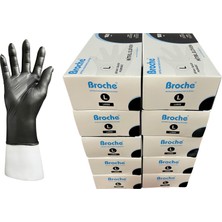 Broche Pudrasız Siyah Nitril Eldiven L Beden 10'lu Paket