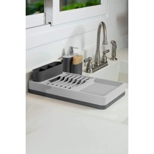 Mutfak Köşesi Aqualis Çok Bölmeli Tezgah Üstü Bulaşıklık & Tabaklık | Su Toplama Hazneli 42X26 cm Gri