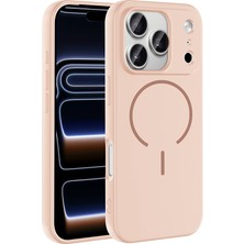 Case 4u Apple Iphone 17 Pro Kılıf M-Safe Şarj Özellikli Meta Kapak Rose Pembe