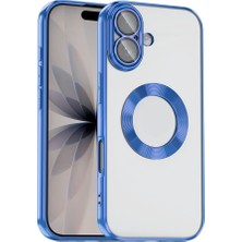 Case 4u Apple iPhone 17 Kılıf Kamera Korumalı Logo Gösteren  Omega Kapak Mavi