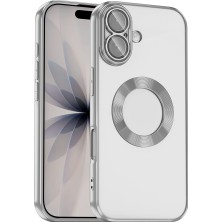 Case 4u Apple iPhone 17 Kılıf Kamera Korumalı Logo Gösteren  Omega Kapak Gümüş