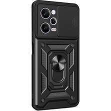 TE Dükkan Buğz Xiaomi Redmi Note 12 Pro 5g Kılıf Pars Lens Yüzüklü Silikon - Siyah