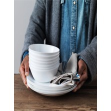 PremiumPort 6'lı 15 cm Beyaz Cam Kase Seti, Çorba, Salata ve Kuruyemişler Için