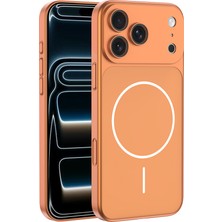 Case 4u Apple iPhone 17 Pro Max  Kılıf M-Safe Şarj Özellikli Kamera Korumalı Spark Kapak Turuncu