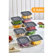 Serstil 6 Adet - 936ML Büyük Kapaklı Gıda Saklama Kabı | Buzdolabı Düzenleyici Kahvaltılık - 12X12X6,5 cm