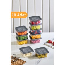 Serstil 10 Adet - 288ML Küçük Kapaklı Gıda Saklama Kabı | Buzdolabı Düzenleyici Kahvaltılık - 8X8X4,5 cm