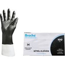 Broche Tek Kullanımlık Pudrasız Nitril Eldiven M Beden Siyah 100'LÜ