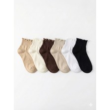 TG Socks Basic Fırfır Detaylı 6 Adet Soket Çorap - Vintage Renk Serisi