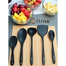 PremiumPort 5 Parça Isıya Dayanıklı Silikon Kepçe ve Spatula Seti, 4 Ölçü