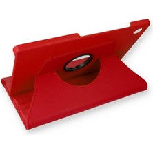 TE Dükkan Buğz Samsung Galaxy X200 Tab A8 10.5 Kılıf 360 Tablet Deri Kılıf - Kırmızı