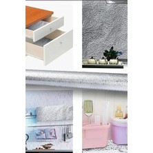 Gampus Mutfak Tezgah Üstü Çekmece Içi Folyo Kaplama Gümüş Yapışkanlı  2 Metre x 40 cm Kolay Silinir
