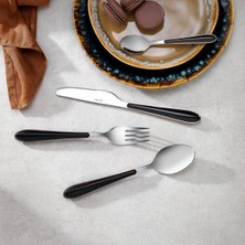 PremiumPort Şık Siyah 24 Parça Çatal Kaşık Bıçak Seti,dayanıklı ve Modern Tasarım