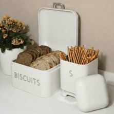 Sarkap Home Krem Galvaniz Biscuits Küçük Boy Ekmeklik & Storage Kutu Set