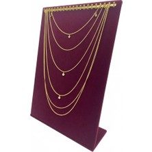 Megass Dekor Süet Kumaş Bordo Renk 24/34 cm Tırnaklı Tesbih-Kolye-Zincir Ayaklı Standı