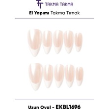 Takma Takma EKBL1696 Kısa Balerin 10'lu Tekrar Kullanılabilir El Yapımı Protez Takma Tırnak Ten Rengi-Xs