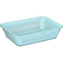 PremiumPort Dikdörtgen Badyalı Süzgeç 4500 Ml, Çelik Kap ve Süzme Kabı 35X25 cm