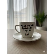 Palto Tasarım Hayatımdaki En Güzel Şeysin Krem Türk Kahvesi Fincanı - Hediye Seramik Türk Kahvesi Fincanı