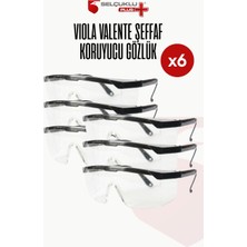 Viola Valente 6'Lı Koruyucu Gözlük – Ayarlanabilir Saplı, Şeffaf Lensli İş Güvenliği Gözlüğü
